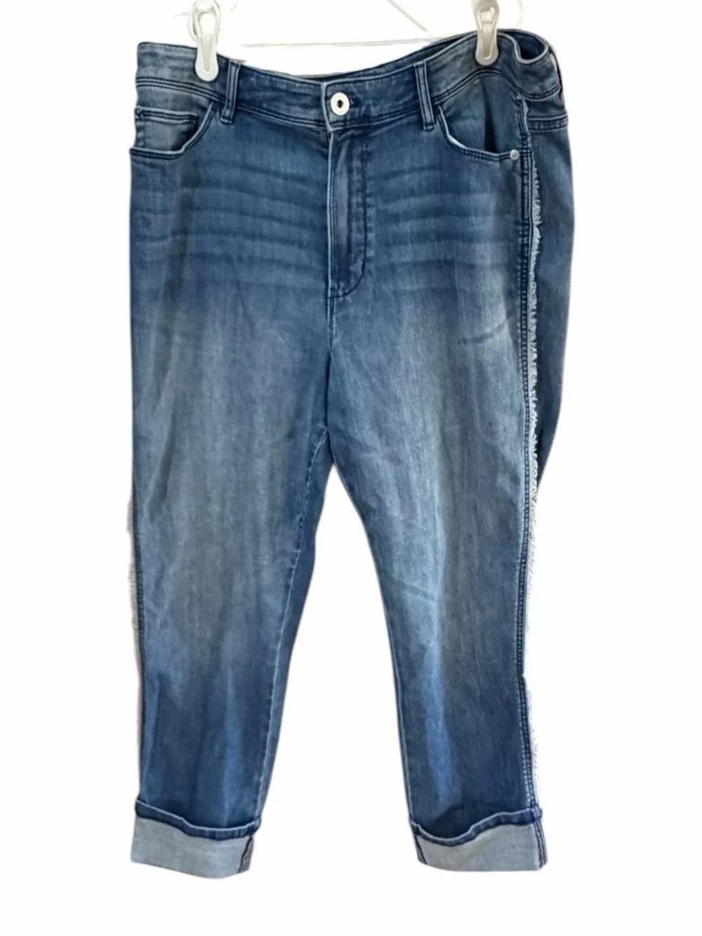 J. Jill High Rise Cropped Fringe Jeans Shore Wash Women’s Size 12 - Picture 2 of 5